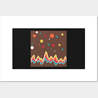 rainbow ecg and colorful confetti on chocolate Posters and Art